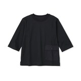 キッズ　見守りポケット付きクルーネック七分袖Ｔシャツ