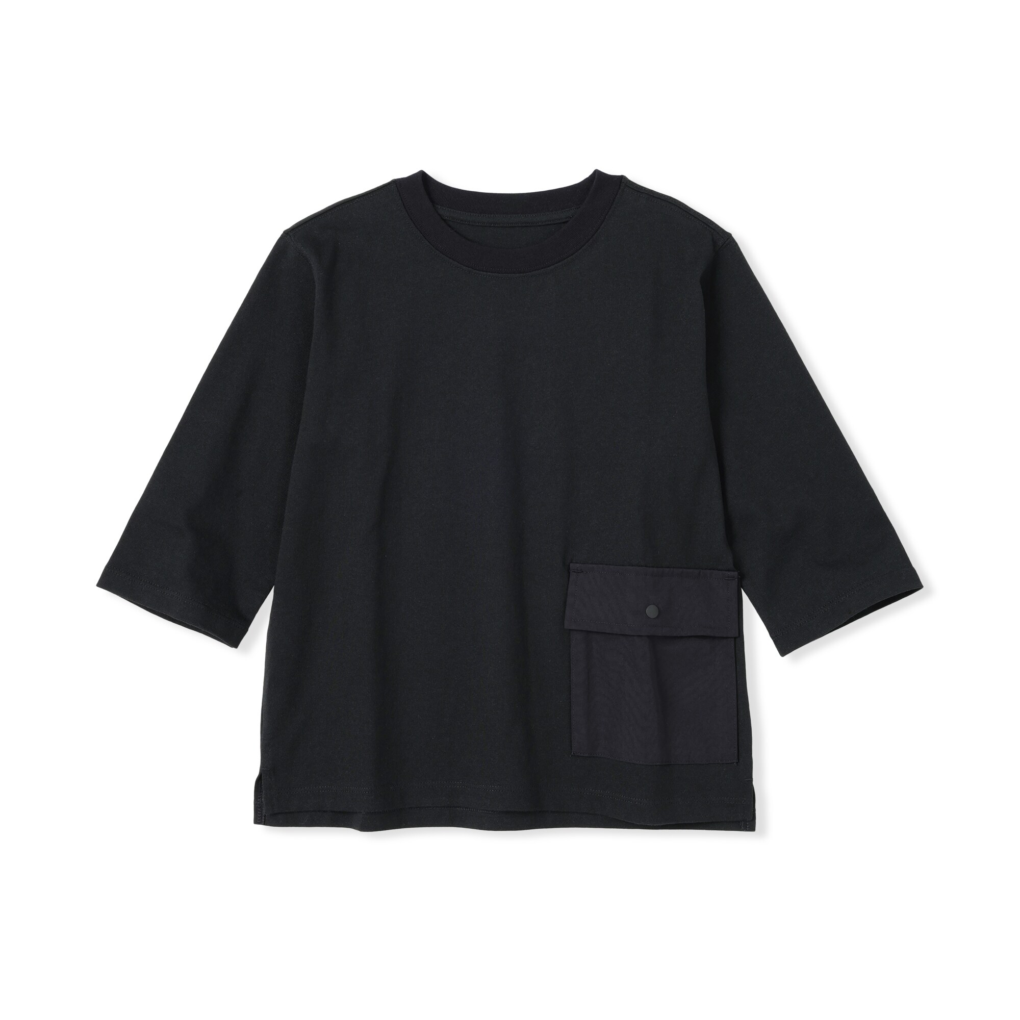 キッズ　見守りポケット付きクルーネック七分袖Ｔシャツ