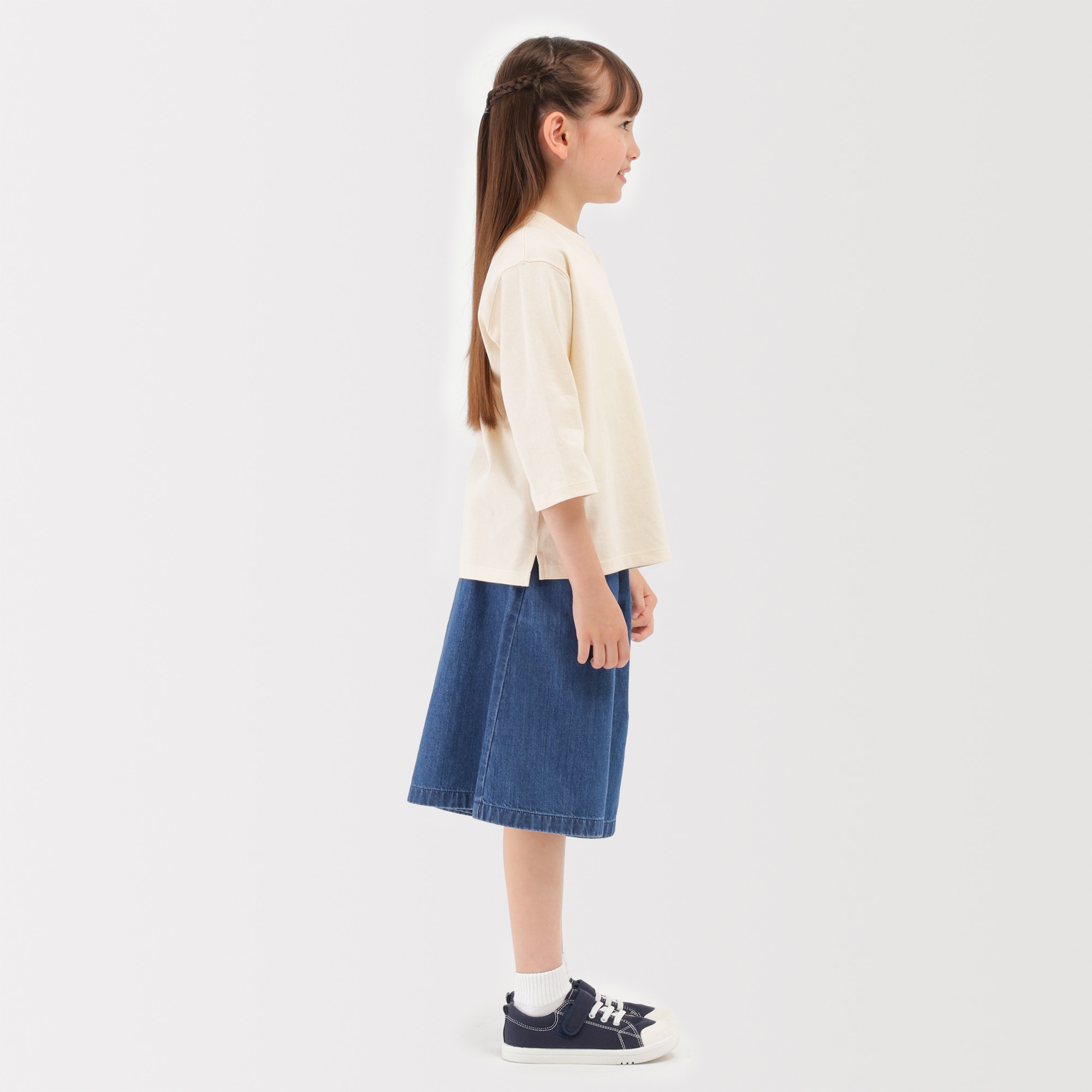 キッズ　見守りポケット付きクルーネック七分袖Ｔシャツ