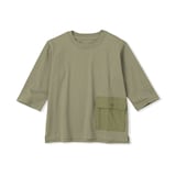 キッズ　見守りポケット付きクルーネック七分袖Ｔシャツ