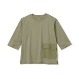 キッズ　見守りポケット付きクルーネック七分袖Ｔシャツ