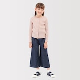 キッズ　透かし柄クルーネックカーディガン