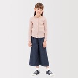 キッズ　透かし柄クルーネックカーディガン