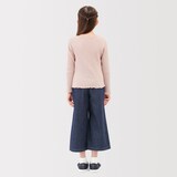 キッズ　透かし柄クルーネックカーディガン