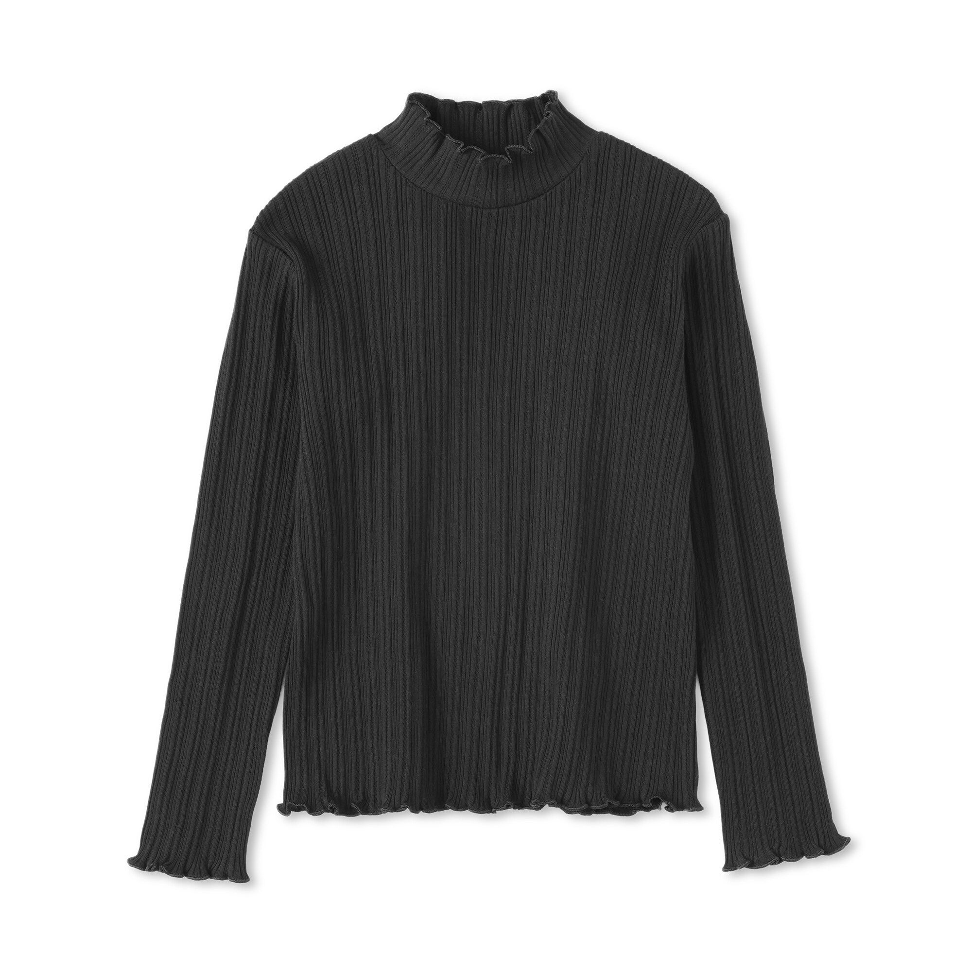 キッズ　透かし柄モックネック長袖Ｔシャツ