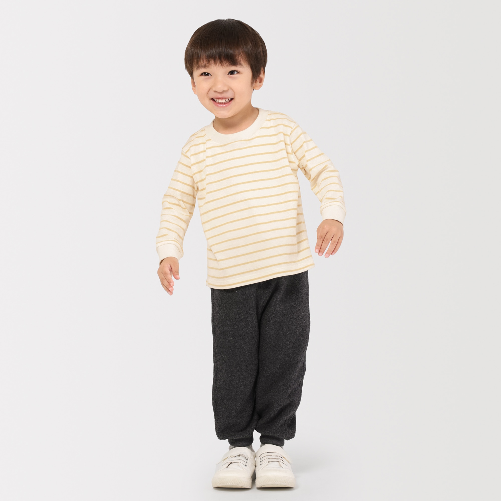 ベビー　あたまするっと両面起毛クルーネック長袖Ｔシャツ