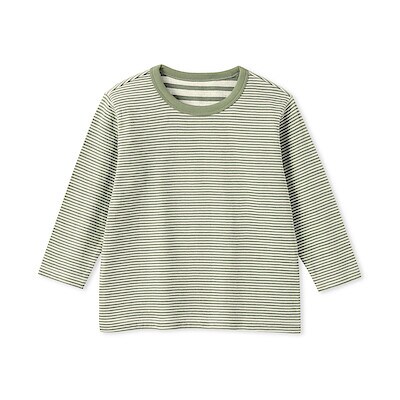 ベビー　あたまするっと　接結編みクルーネック長袖Ｔシャツ