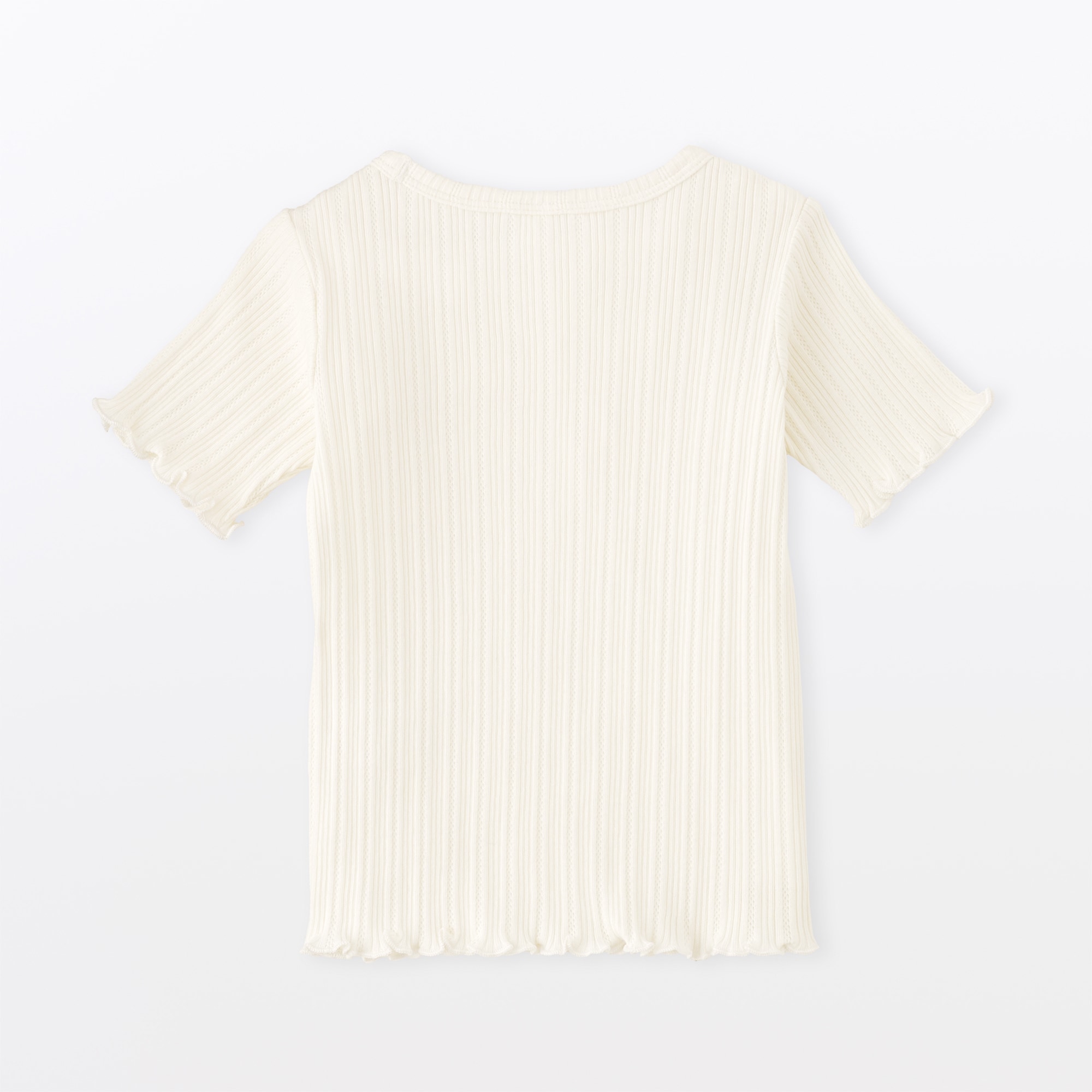 ベビー　あたまするっと　透かし柄クルーネック半袖Ｔシャツ