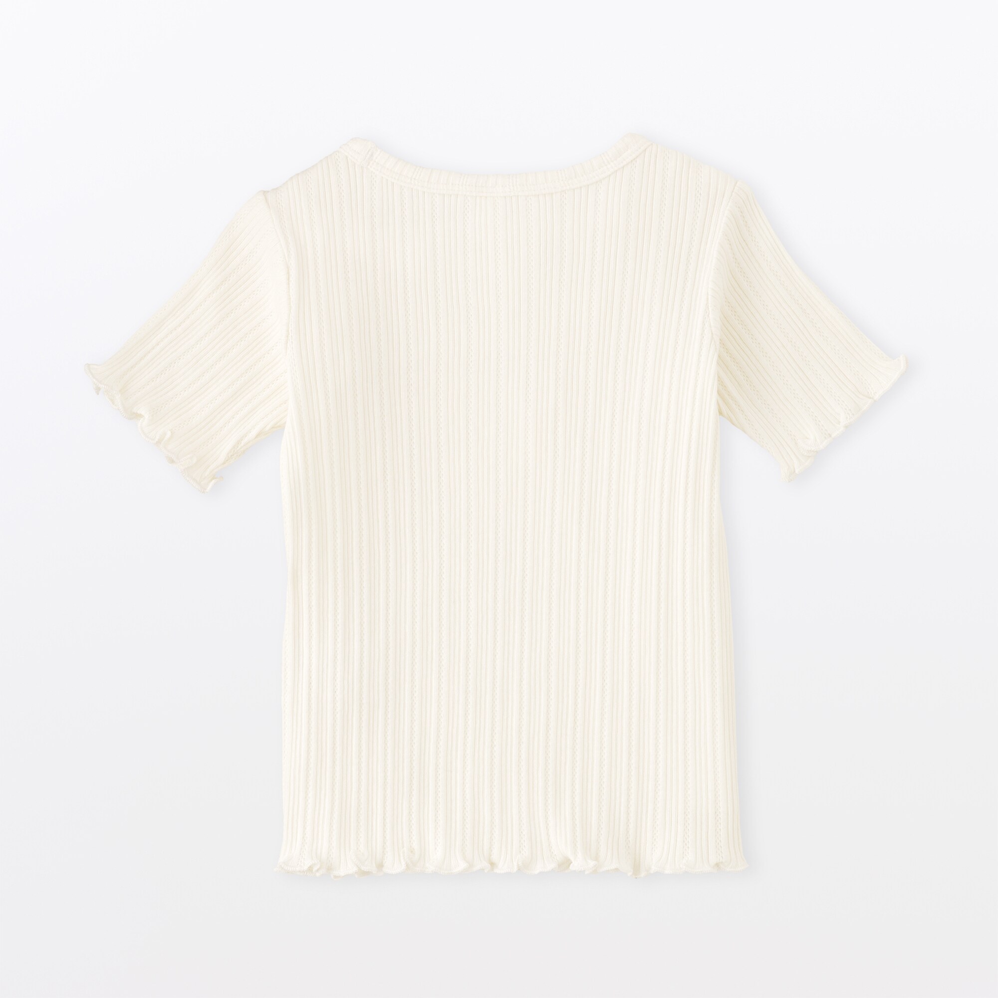 ベビー　あたまするっと　透かし柄クルーネック半袖Ｔシャツ