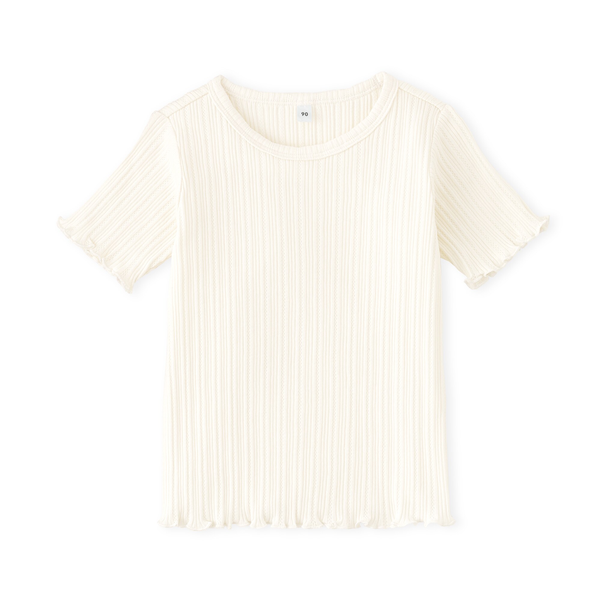 ベビー　あたまするっと　透かし柄クルーネック半袖Ｔシャツ