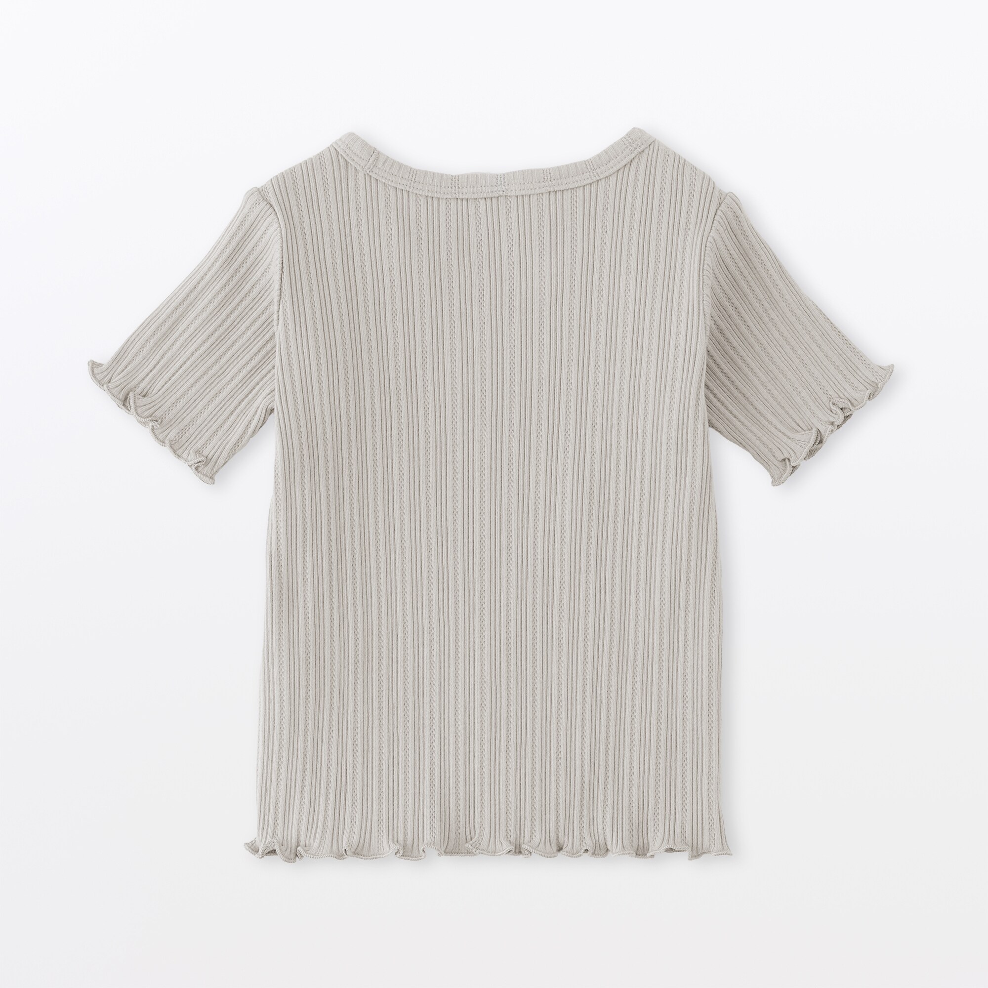ベビー　あたまするっと　透かし柄クルーネック半袖Ｔシャツ