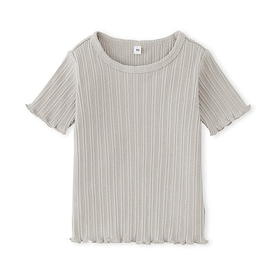 ベビー　あたまするっと　透かし柄クルーネック半袖Ｔシャツ