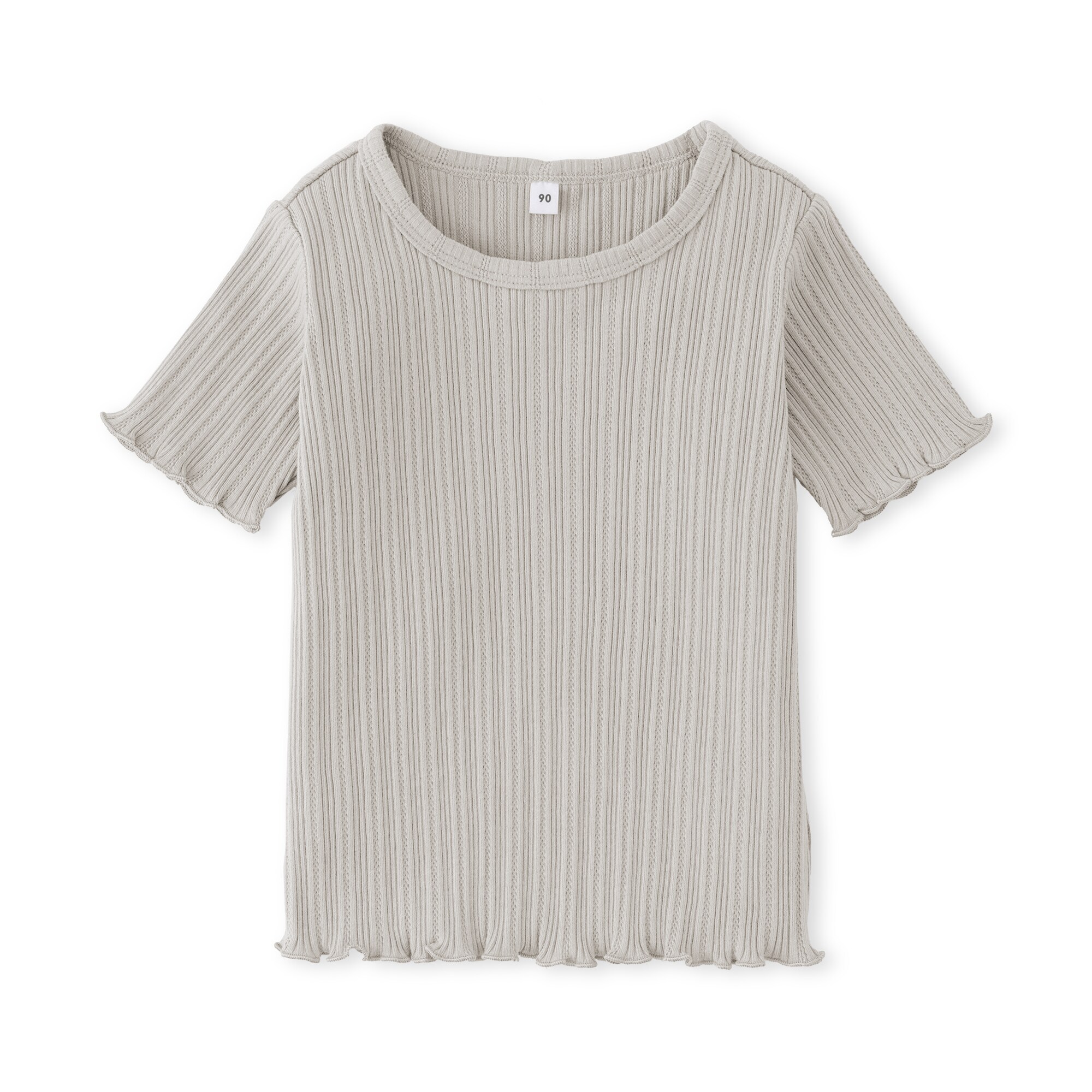 ベビー　あたまするっと　透かし柄クルーネック半袖Ｔシャツ