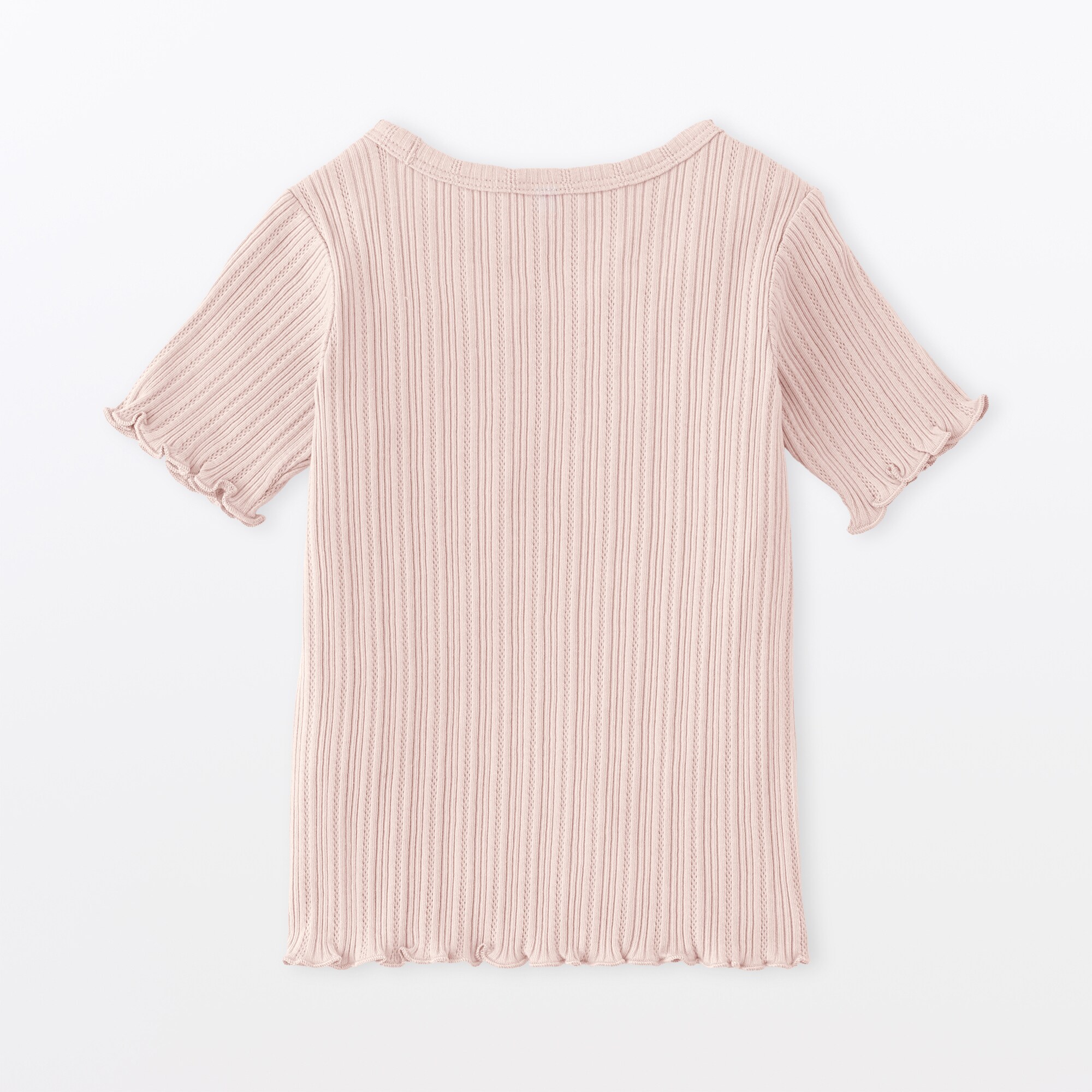 ベビー　あたまするっと　透かし柄クルーネック半袖Ｔシャツ