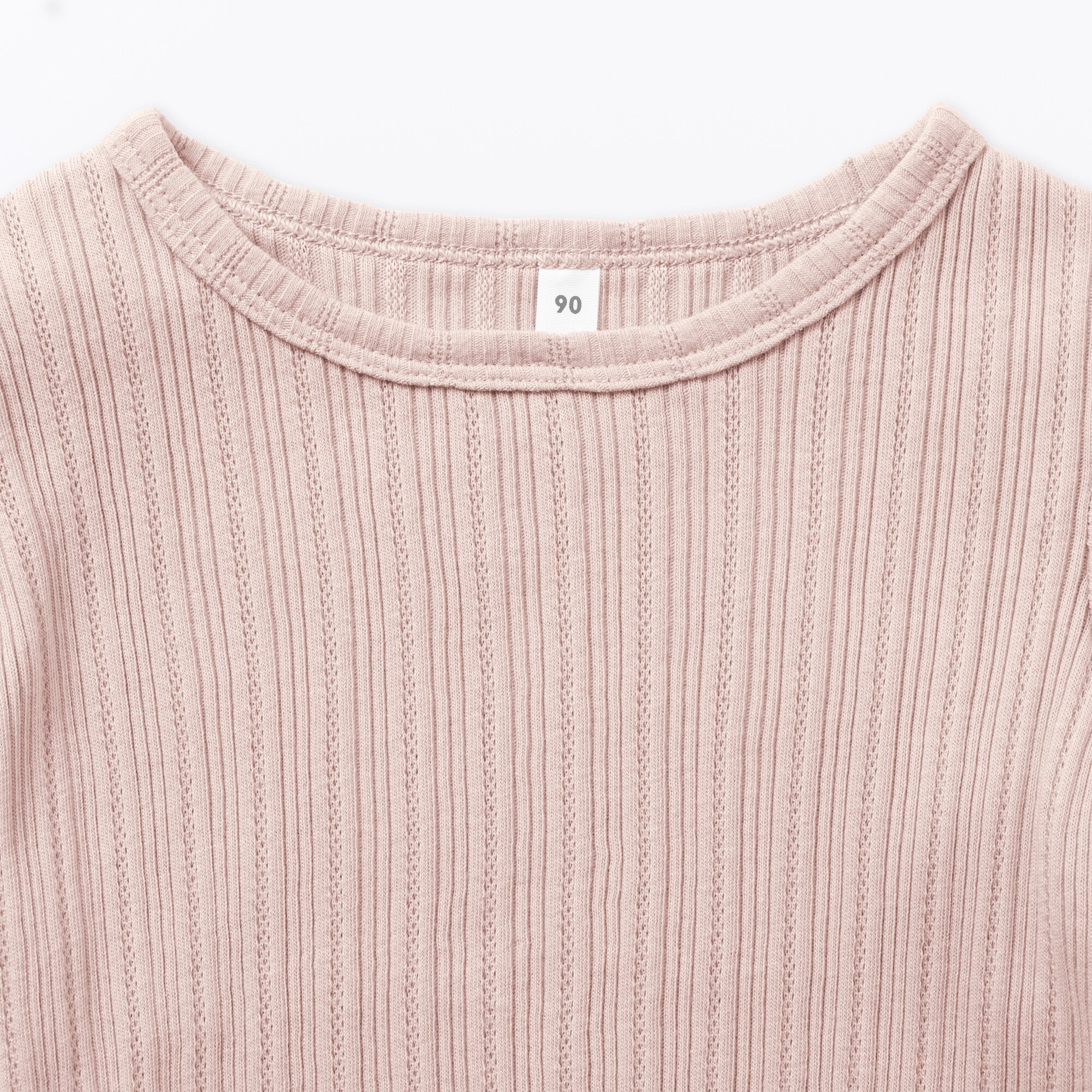 ベビー　あたまするっと　透かし柄クルーネック半袖Ｔシャツ