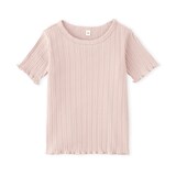 ベビー　あたまするっと　透かし柄クルーネック半袖Ｔシャツ