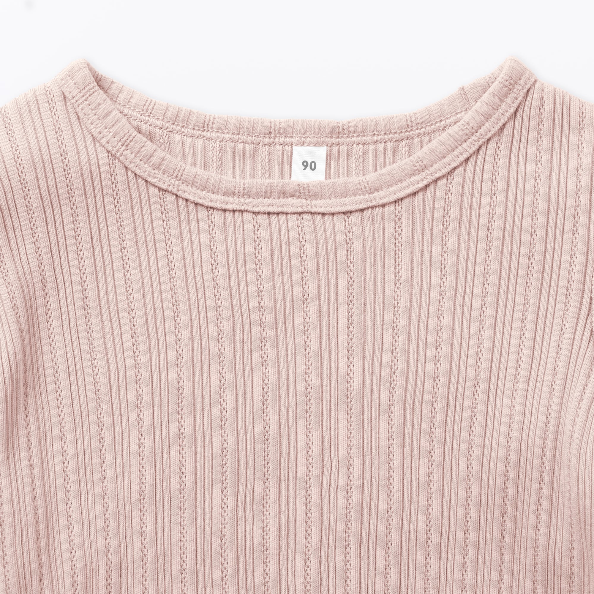 ベビー　あたまするっと　透かし柄クルーネック半袖Ｔシャツ
