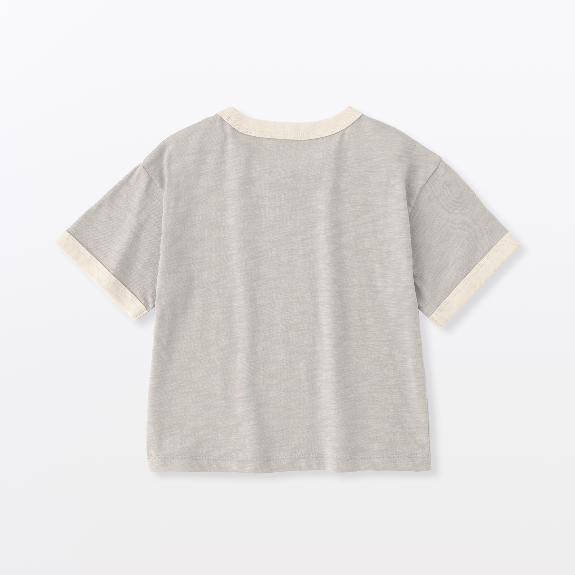 ベビー　あたまするっと　肌離れの良いムラ糸クルーネック五分袖Ｔシャツ
