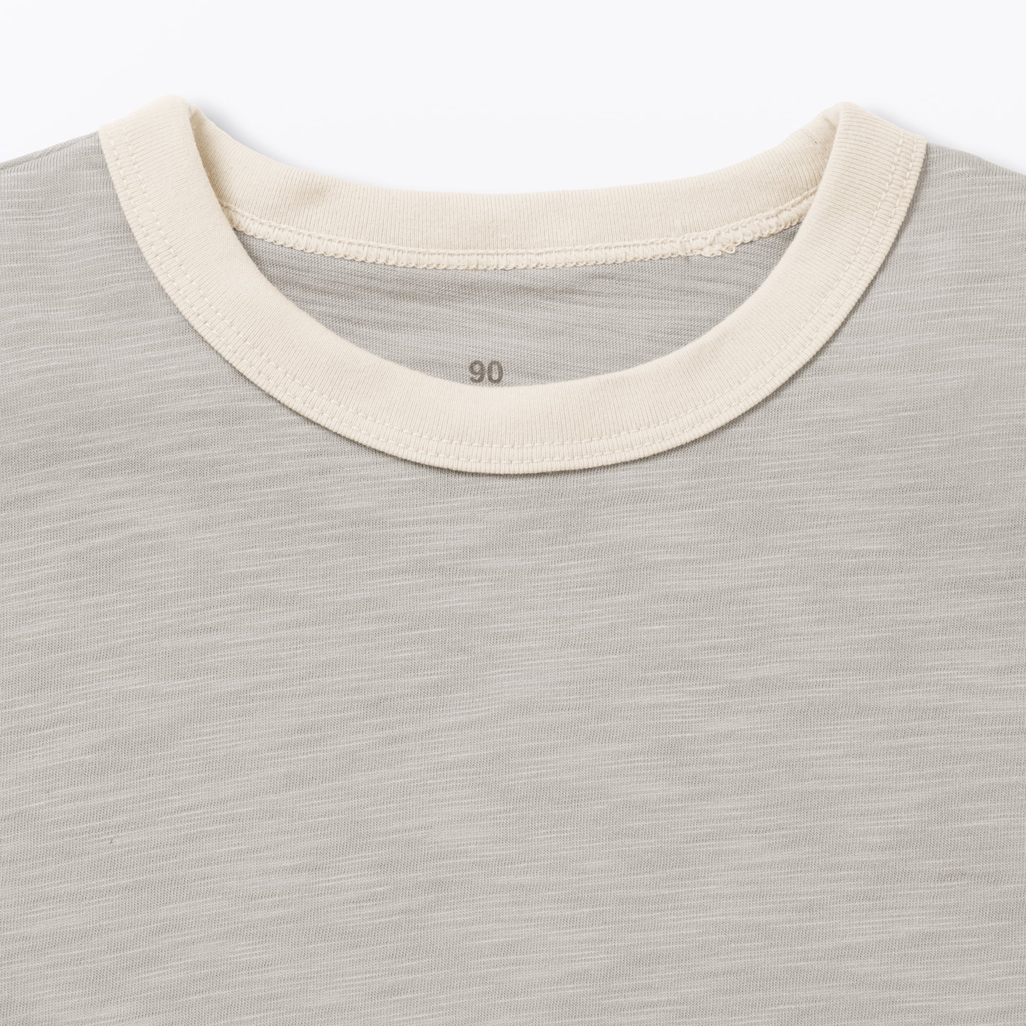 ベビー　あたまするっと　肌離れの良いムラ糸クルーネック五分袖Ｔシャツ