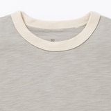 ベビー　あたまするっと　肌離れの良いムラ糸クルーネック五分袖Ｔシャツ