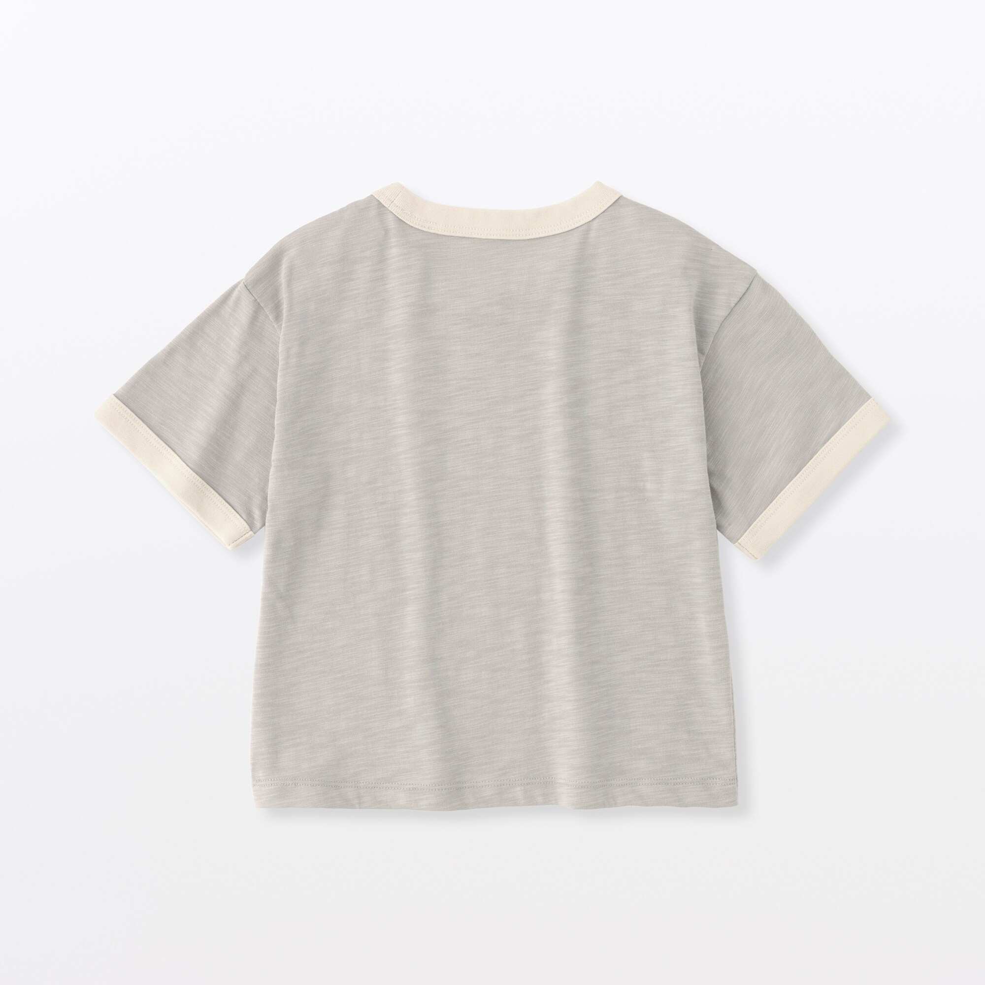 ベビー　あたまするっと　肌離れの良いムラ糸クルーネック五分袖Ｔシャツ