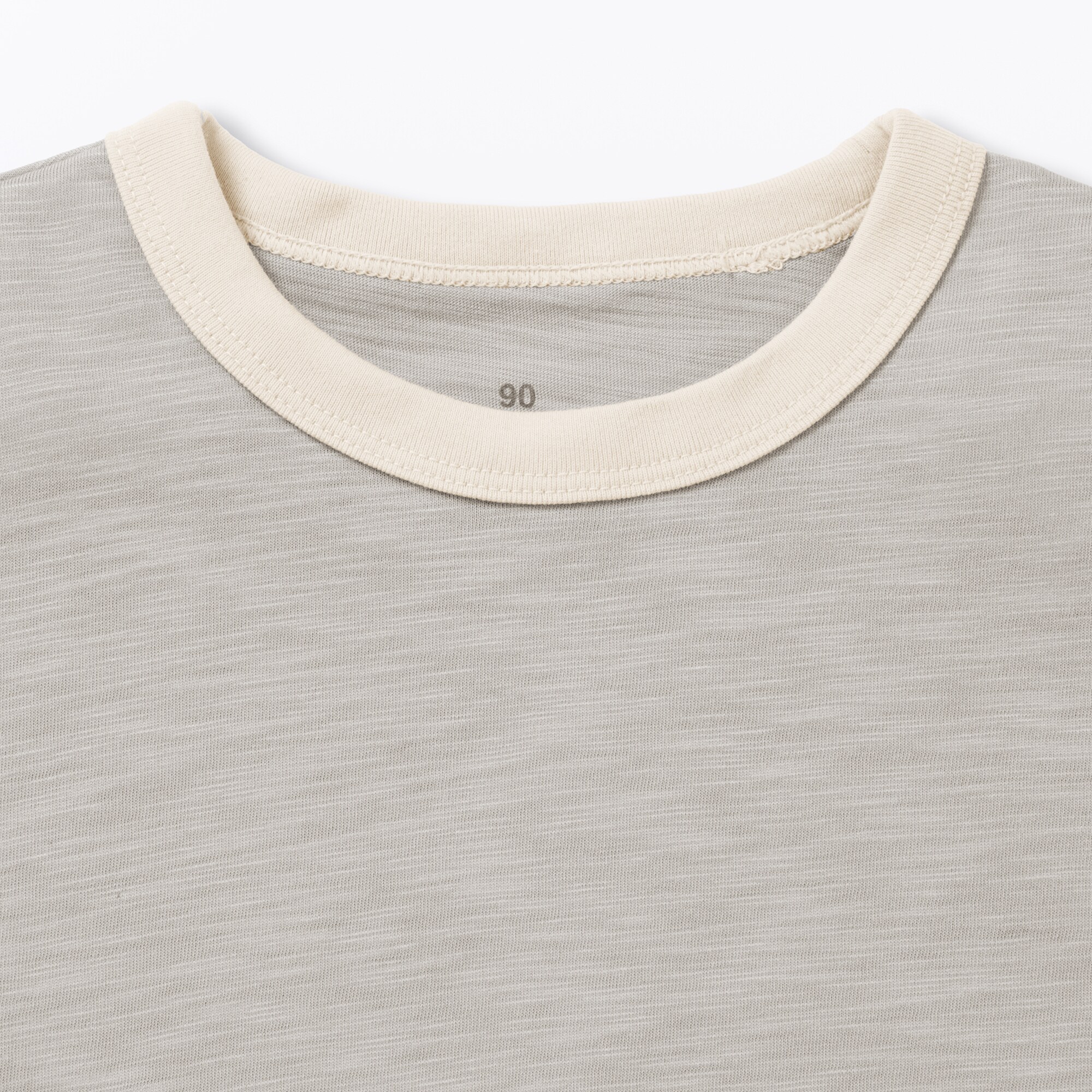 ベビー　あたまするっと　肌離れの良いムラ糸クルーネック五分袖Ｔシャツ