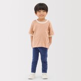 ベビー　あたまするっと　肌離れの良いムラ糸クルーネック五分袖Ｔシャツ