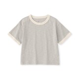 ベビー　あたまするっと　肌離れの良いムラ糸クルーネック五分袖Ｔシャツ