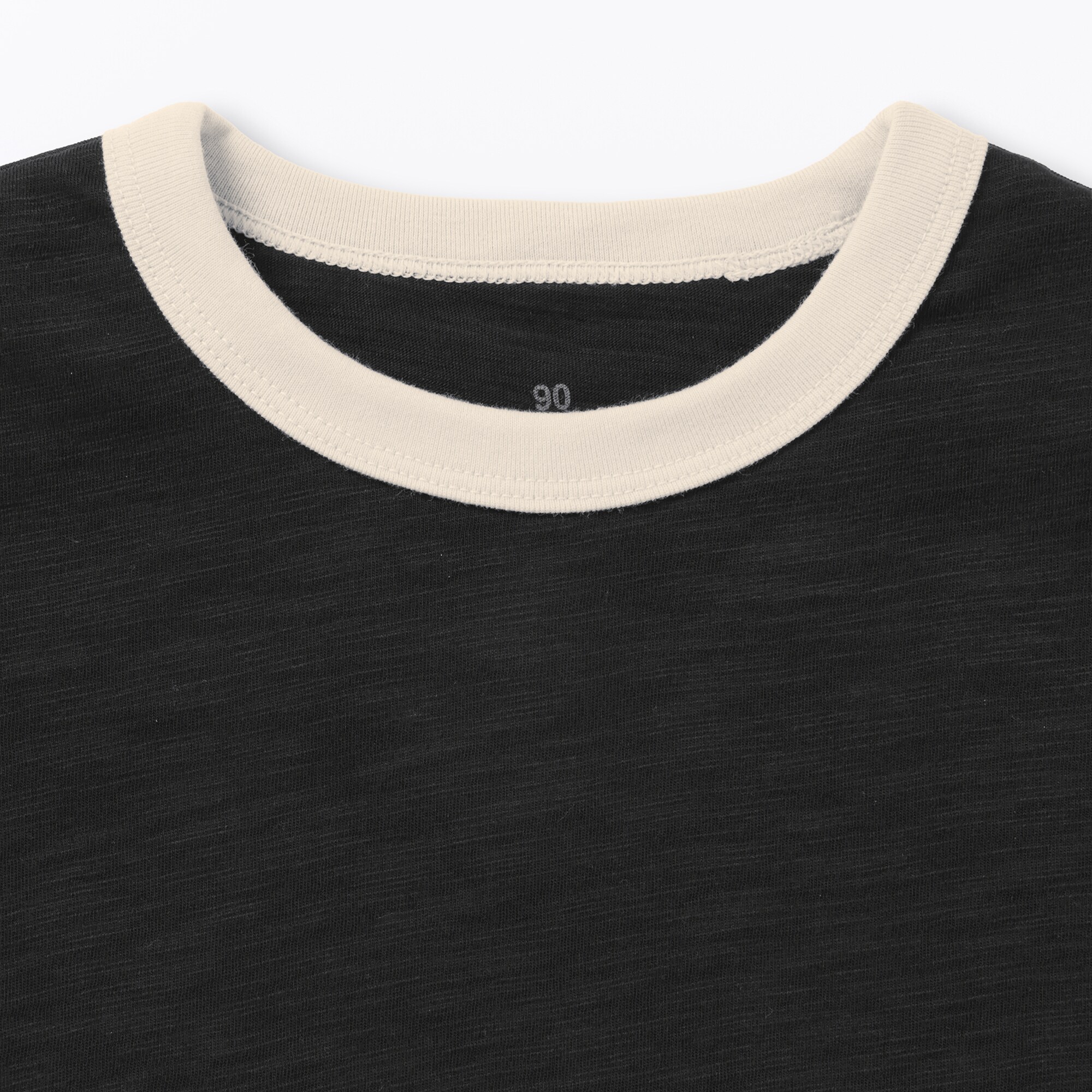 ベビー　あたまするっと　肌離れの良いムラ糸クルーネック五分袖Ｔシャツ