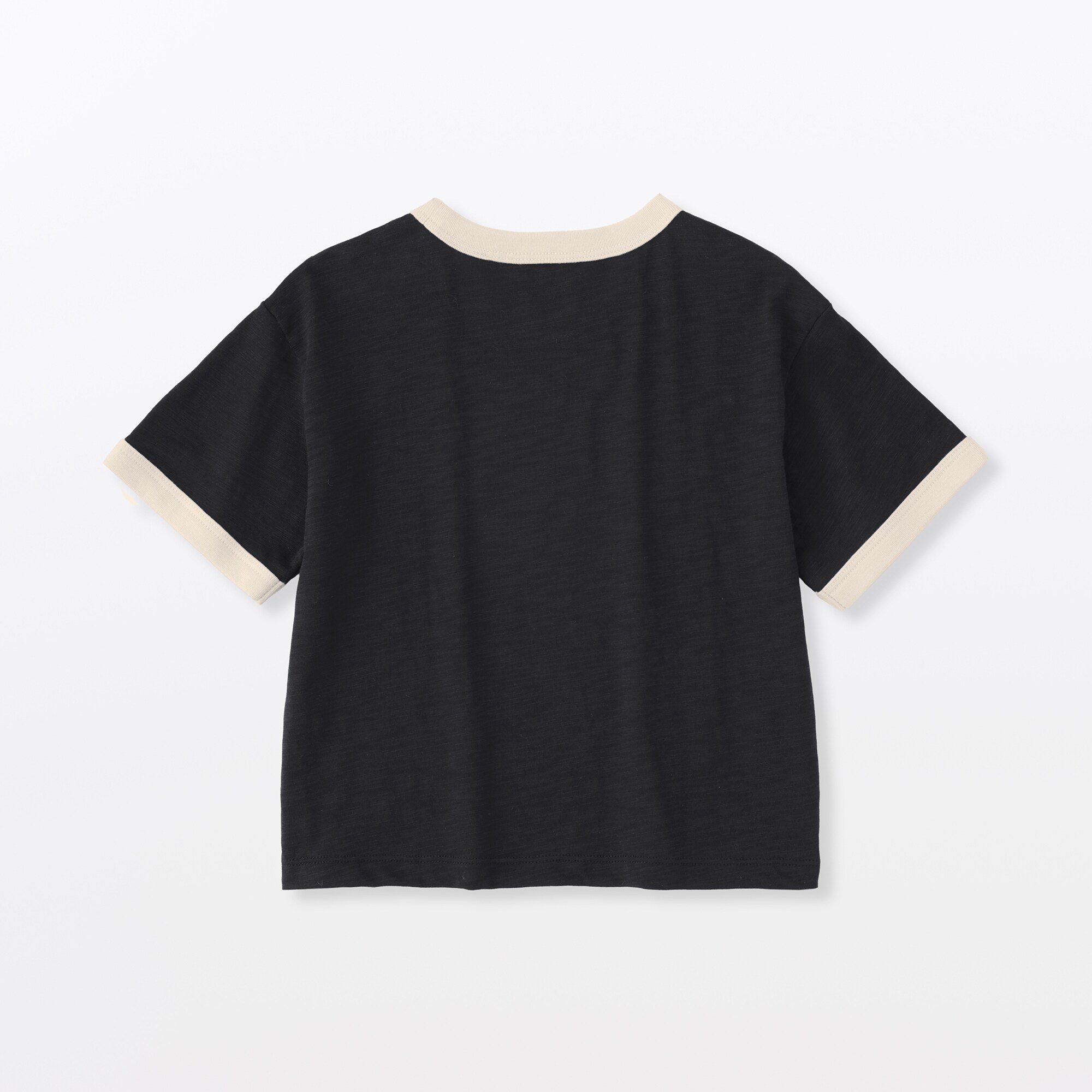 ベビー　あたまするっと　肌離れの良いムラ糸クルーネック五分袖Ｔシャツ