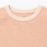 ベビー　あたまするっと　肌離れの良いムラ糸クルーネック五分袖Ｔシャツ