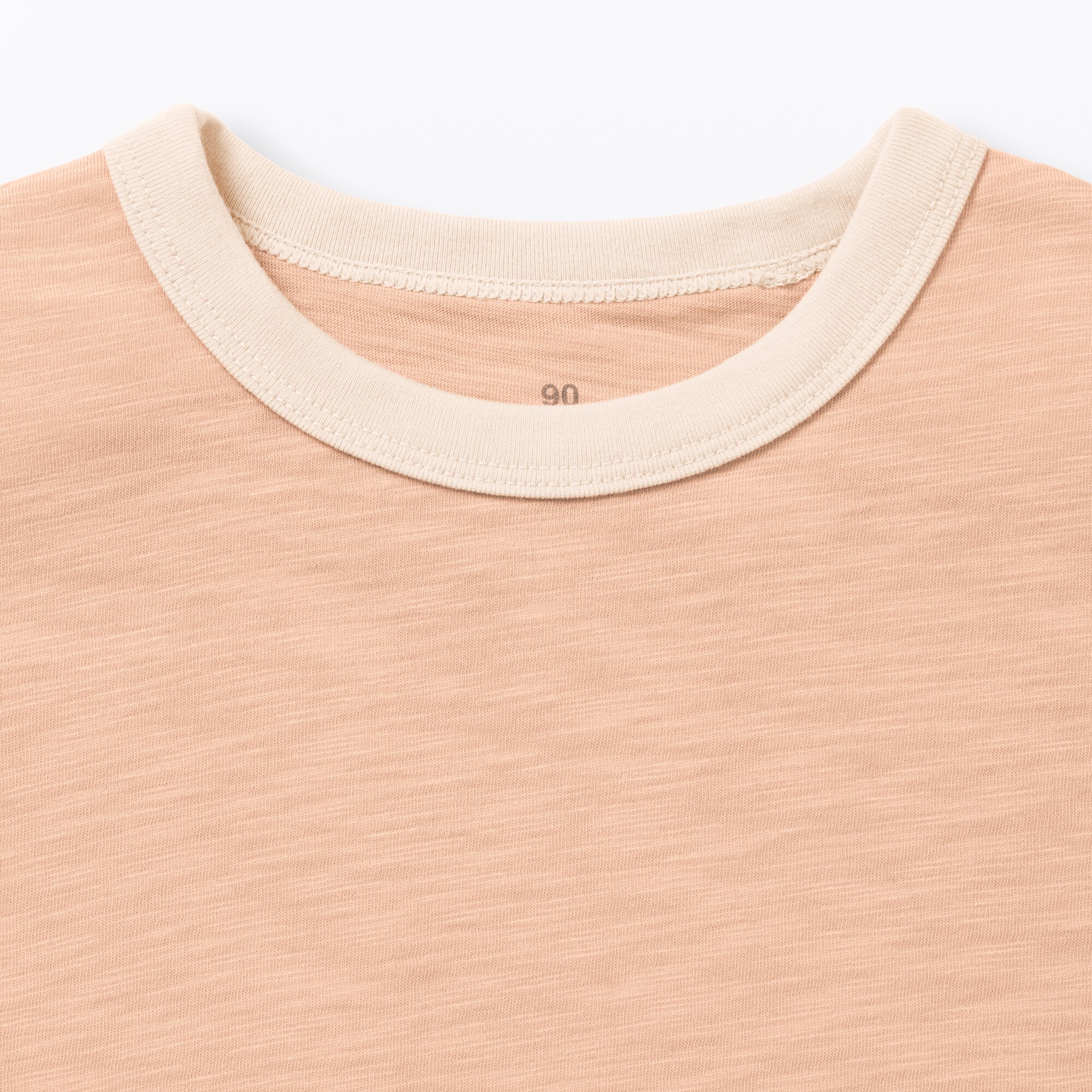 ベビー　あたまするっと　肌離れの良いムラ糸クルーネック五分袖Ｔシャツ