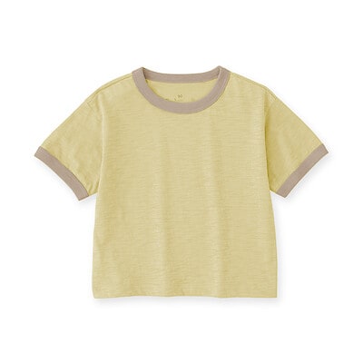 ベビー　あたまするっと　肌離れの良いムラ糸クルーネック五分袖Ｔシャツ