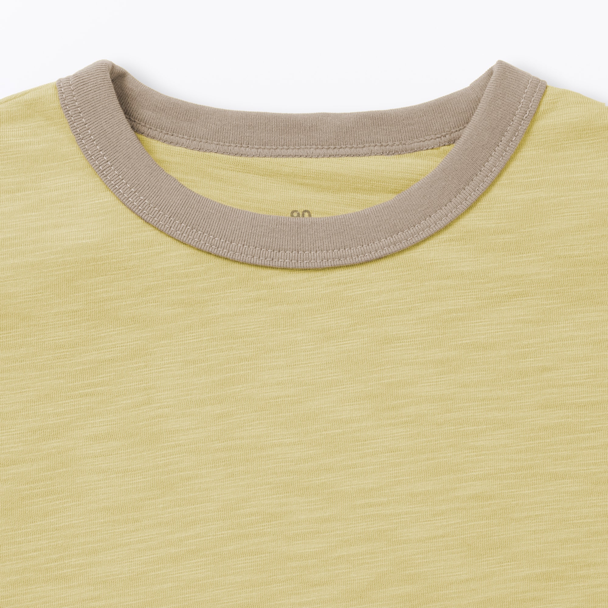 ベビー　あたまするっと　肌離れの良いムラ糸クルーネック五分袖Ｔシャツ