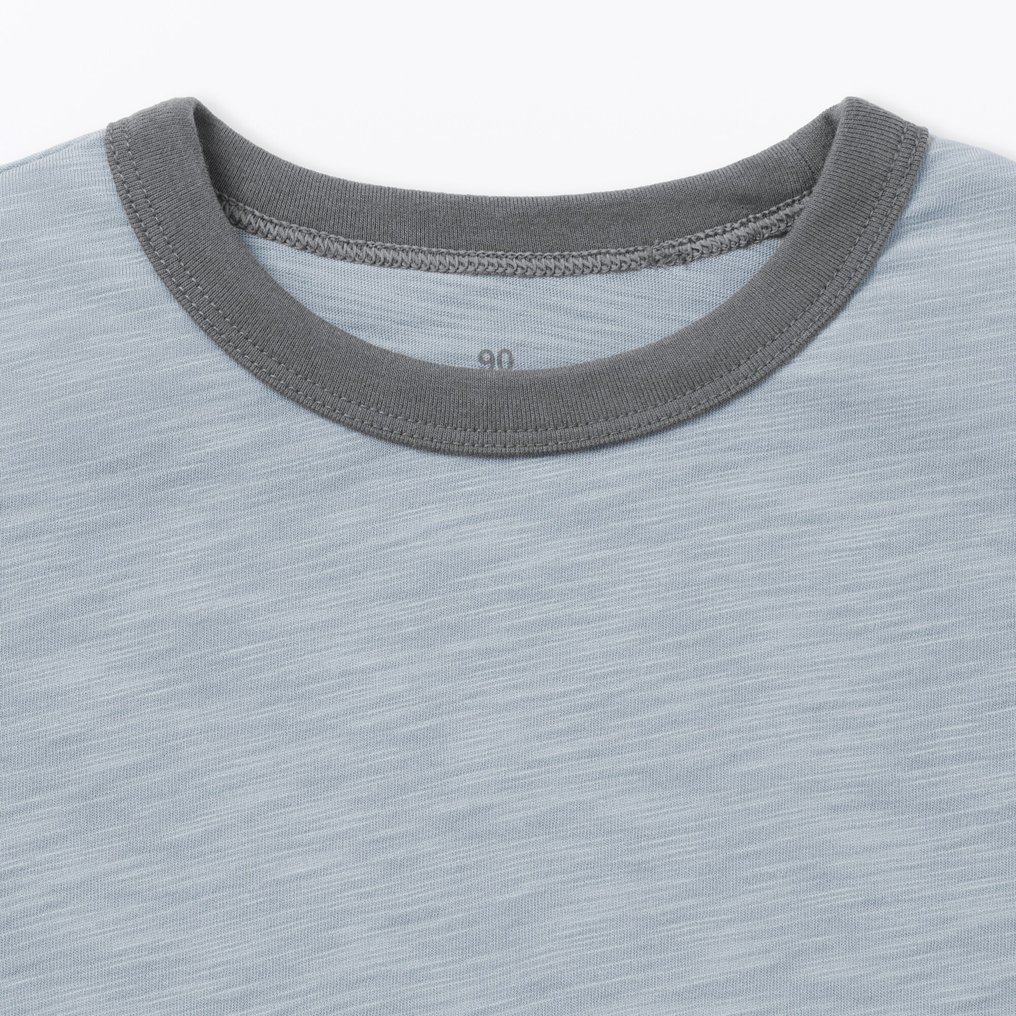 ベビー　あたまするっと　肌離れの良いムラ糸クルーネック五分袖Ｔシャツ