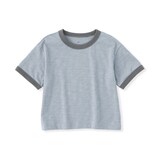 ベビー　あたまするっと　肌離れの良いムラ糸クルーネック五分袖Ｔシャツ