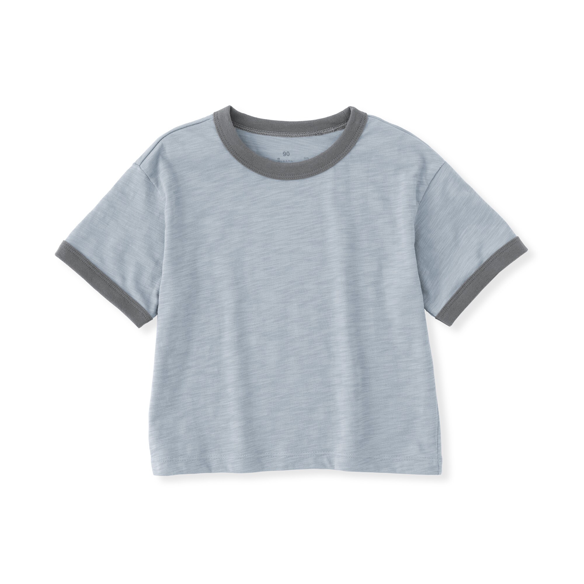 ベビー　あたまするっと　肌離れの良いムラ糸クルーネック五分袖Ｔシャツ