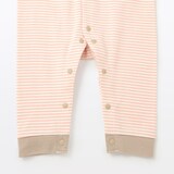 ベビー　脇に縫い目のないフライス編みカバーオール　ボーダー