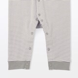 ベビー　脇に縫い目のないフライス編みカバーオール　ボーダー