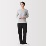 婦人　洗いざらし　コットンイージーテーパードパンツ