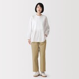婦人　洗いざらし　コットンイージーテーパードパンツ