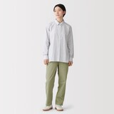 婦人　洗いざらし　コットンイージーテーパードパンツ
