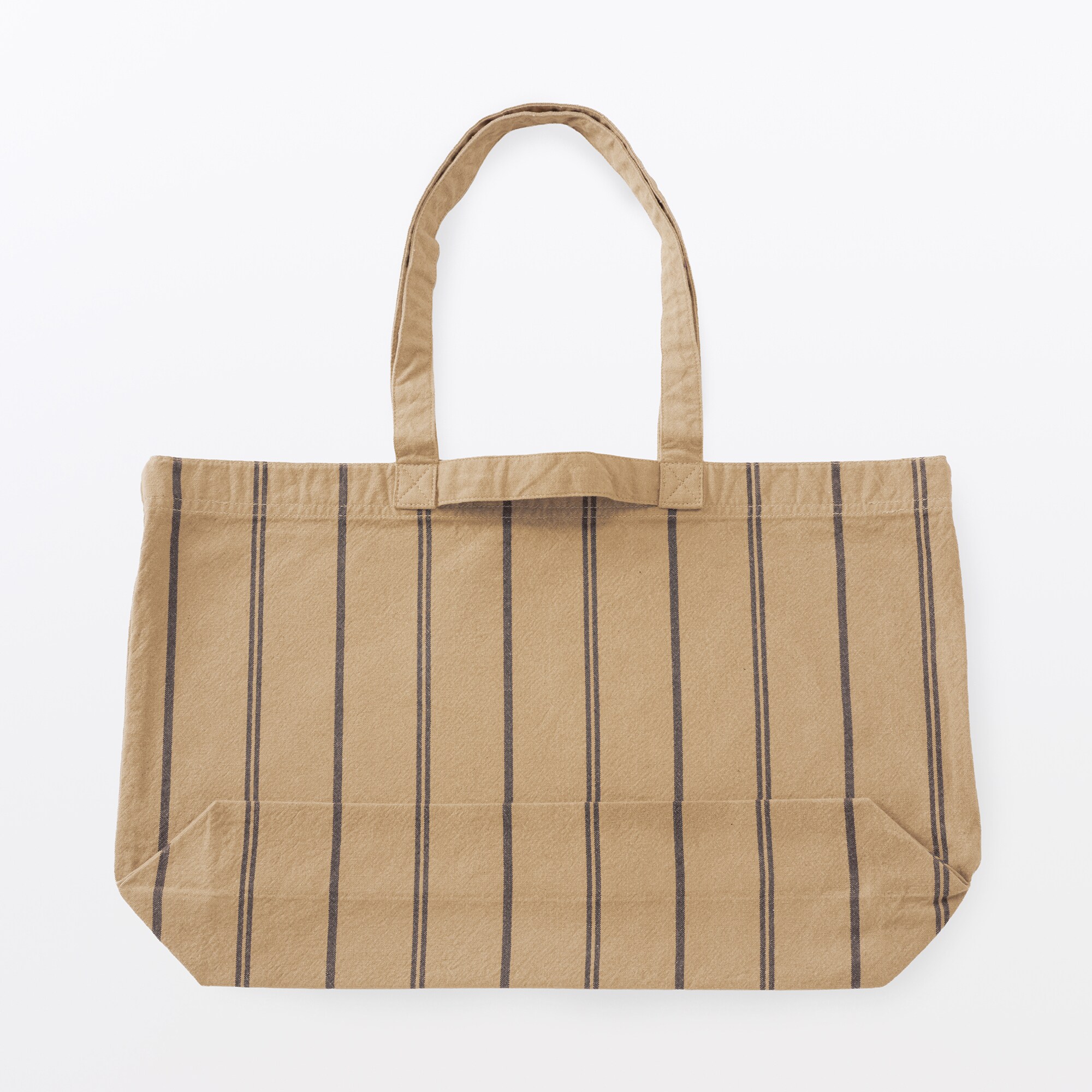 綿　製品洗い　ストライプ　横型トートバッグ