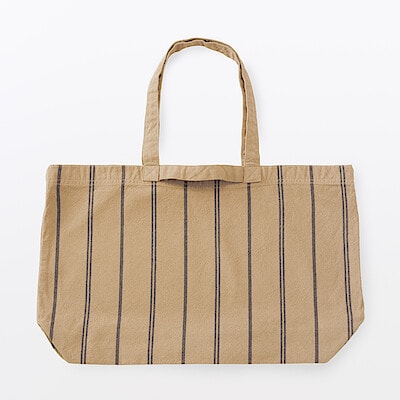 綿　製品洗い　ストライプ　横型トートバッグ