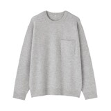紳士　カシミヤ混　ミドルゲージクルーネックセーター