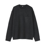 紳士　カシミヤ混　ミドルゲージクルーネックセーター