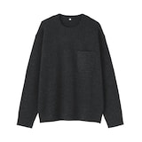 紳士　カシミヤ混　ミドルゲージクルーネックセーター