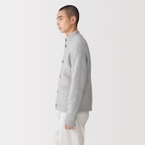 紳士　カシミヤ混　ミドルゲージスタンドカラーカーディガン