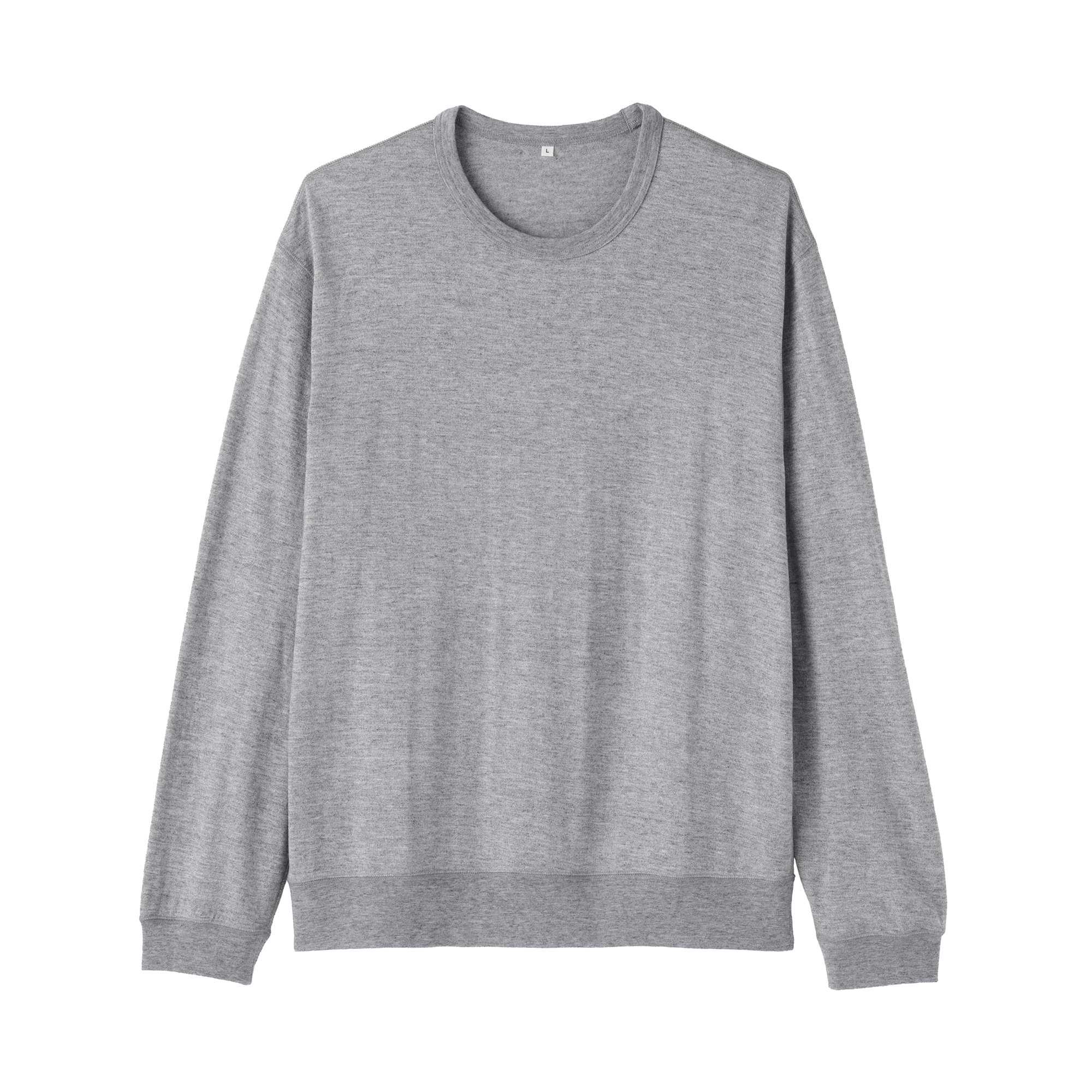紳士　昔ながらの製法で編み立てた天竺クルーネック長袖Ｔシャツ