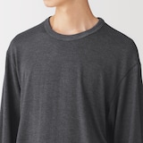 紳士　昔ながらの製法で編み立てた天竺クルーネック長袖Ｔシャツ